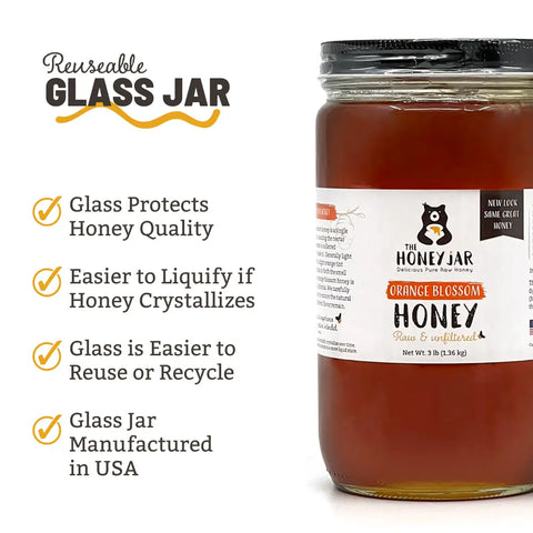 Orange Blossom Honey - Raw and Unfiltered Bulk - 1 Quart (3lbs)