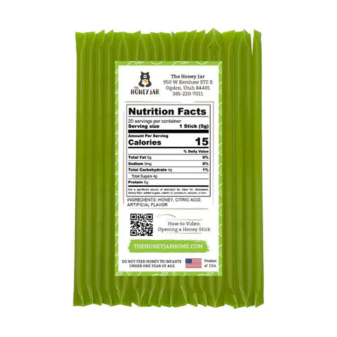 20 Pack - Green Apple Honey Sticks